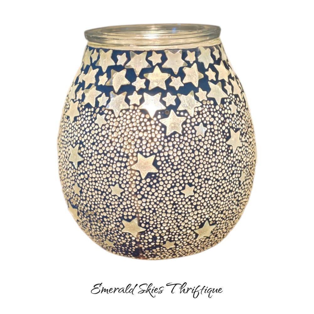 Scentsy Night Sky Wax Warmer Candle Light Mosaic Stars Celestial With Box
